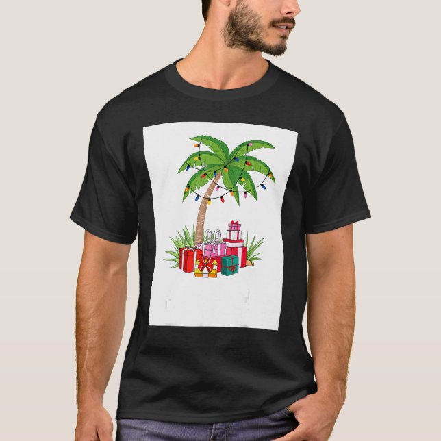Mele Kalikimaka Hawaiian Christmas Palm Tree Famil T-Shirt (Front)