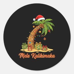 Mele Kalikimaka Hawaiian Christmas Palm Trees  Classic Round Sticker