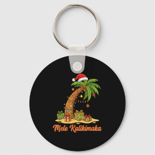 Mele Kalikimaka Hawaiian Christmas Palm Trees  Key Ring