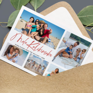 Mele Kalikimaka Hawaiian Christmas Photo Collage Holiday Card