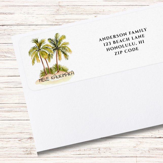 Mele Kalikimaka Hawaiian Christmas Return Address  (Creator Uploaded)