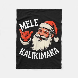 Mele Kalikimaka Hawaiian Christmas Santa Cartoon D Fleece Blanket