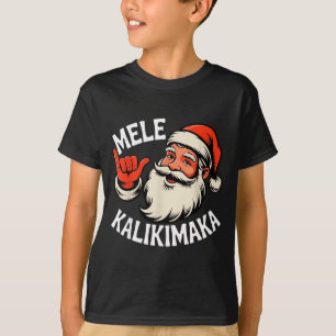 Mele Kalikimaka Hawaiian Christmas Santa Cartoon D T-Shirt