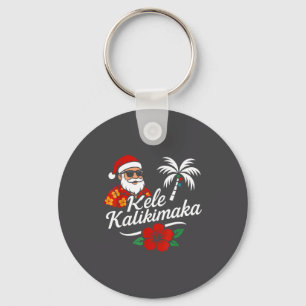 Mele Kalikimaka Hawaiian Christmas Santa Hat Hawai Key Ring