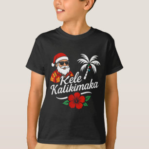 Mele Kalikimaka Hawaiian Christmas Santa Hat Hawai T-Shirt