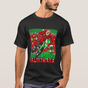 Mele Kalikimaka Hawaiian Christmas Santa Riding Di T-Shirt
