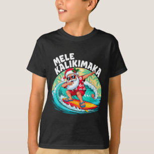 Mele Kalikimaka Hawaiian Christmas Santa Surfing B T-Shirt