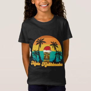 Mele Kalikimaka Hawaiian Christmas Tiki Santa Hat  T-Shirt