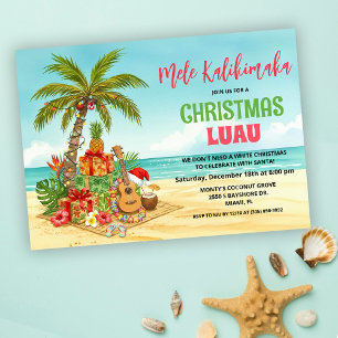 Mele Kalikimaka Hawaiian Christmas Watercolor Invitation