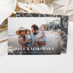 Mele Kalikimaka | Hawaiian Floral Photo Holiday Card<br><div class="desc">Chic holiday photo card features "Mele Kalikimaka, " the Hawaiian Christmas greeting,  in white lettering as an overlay on your favorite beach or vacation photo,  with faux gold foil tropical hibiscus flowers peeking out at the corners.</div>