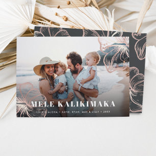 Mele Kalikimaka   Hawaiian Floral Photo Holiday Card