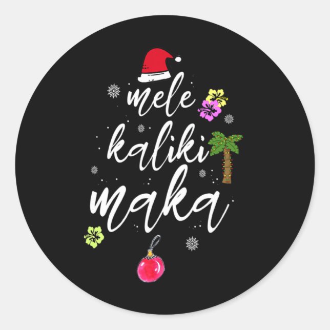 Mele Kalikimaka Hawaiian Hawaii Xmas Pajama Palm T Classic Round Sticker (Front)