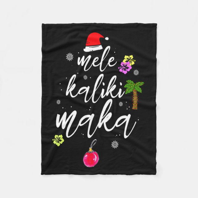 Mele Kalikimaka Hawaiian Hawaii Xmas Pajama Palm T Fleece Blanket (Front)