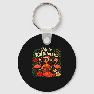 Mele Kalikimaka Hawaiian Hula Girl Christmas Troca Key Ring