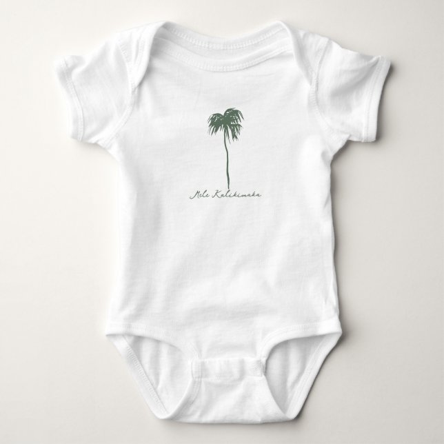 Mele Kalikimaka Hawaiian Merry Christmas Palm Baby Bodysuit (Front)