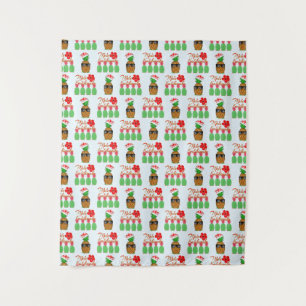 Mele Kalikimaka Hawaiian Pineapple Merry Christmas Tapestry
