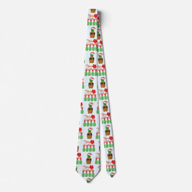 Mele Kalikimaka Hawaiian Pineapple Merry Christmas Tie (Front)