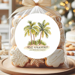 Mele Kalikimaka Hawaiian Tropical Christmas  Classic Round Sticker