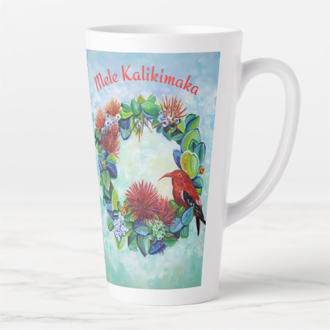Mele Kalikimaka Hawaiian Wreath Latte Mug (Right)