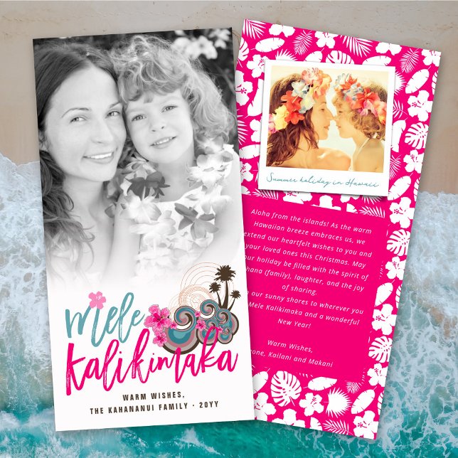 Mele Kalikimaka Hibiscus Palm Tree Christmas Photo Holiday Card (Creator Uploaded)