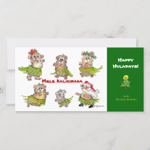 Mele Kalikimaka Hula Hamsters Christmas Card