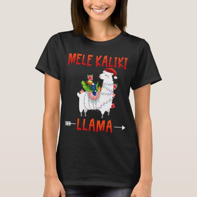 Mele Kalikimaka Kaliki Llama in christmas lights H T-Shirt (Front)