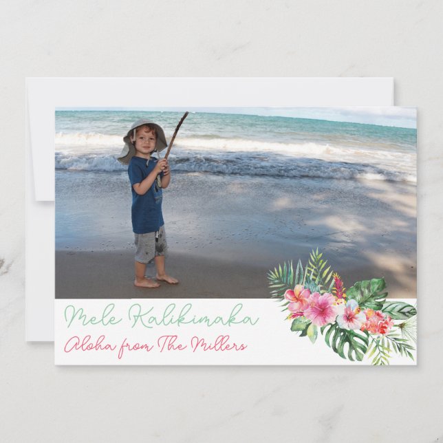 Mele Kalikimaka Merry Christmas Hibiscus Holiday Card (Front)
