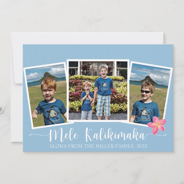 Mele Kalikimaka Merry Christmas Plumeria Holiday Card (Front)