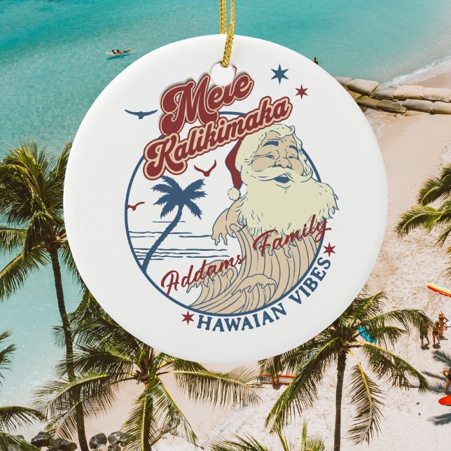 Mele Kalikimaka Merry Christmas Santa Hawaiian  Ceramic Tree Decoration (Creator Uploaded)