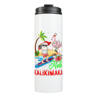 Mele Kalikimaka Merry Xmas Hawaiian Flamingo Santa Thermal Tumbler