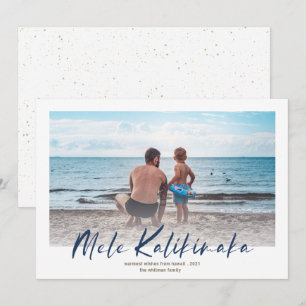 Mele Kalikimaka Minimal Photo Christmas Navy Holiday Card