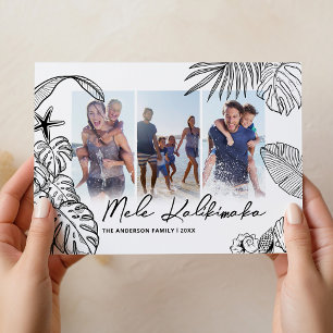 Mele Kalikimaka Modern 3 Photo Christmas Holiday Card
