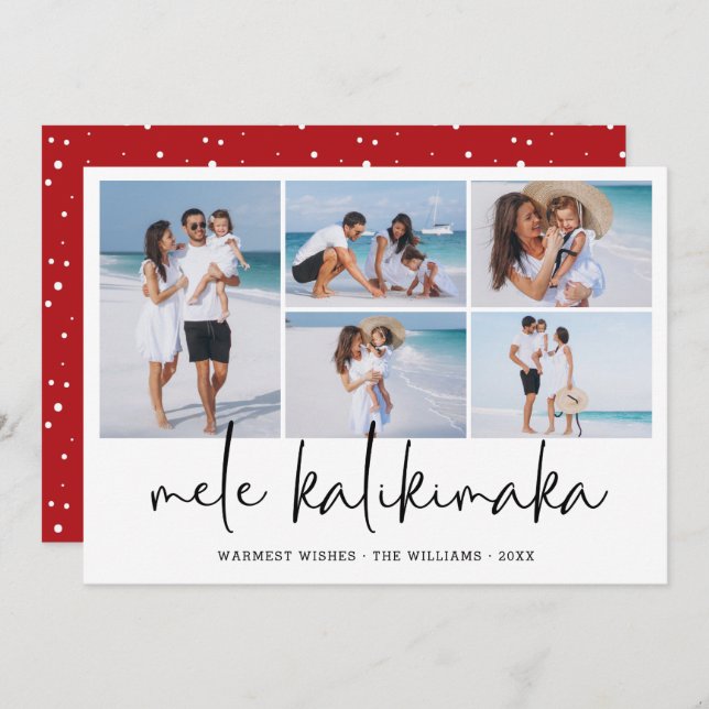 Mele Kalikimaka Modern Photo Collage Hawaiian Holiday Card (Front/Back)