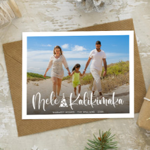 Mele Kalikimaka Modern Photo Hawaiian Holiday Postcard