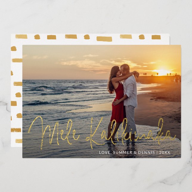 Mele Kalikimaka Modern Script Photo Christmas (Front/Back)