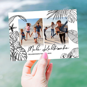 Mele Kalikimaka Modern Two Photo Christmas Holiday Card