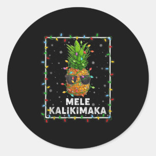 Mele Kalikimaka Ne Xmas Lights Hawaiian Christmas  Classic Round Sticker