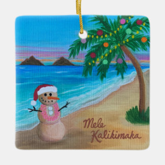 Mele Kalikimaka ornament, Hawaiian Holiday Sandman Ceramic Ornament