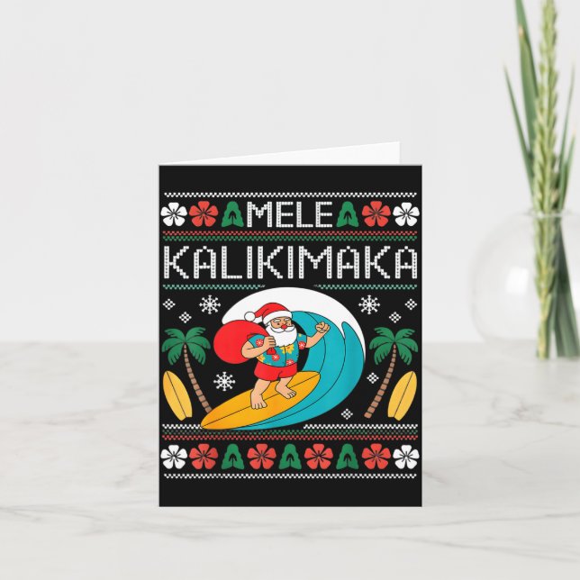 Mele Kalikimaka Pajamas Santa Hawaii Ugly Christma Card (Front)