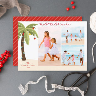 Mele Kalikimaka Palm Tree 3 Photo Christmas Holiday Card