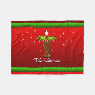 Mele Kalikimaka Palm Tree for Xmas Fleece Blanket