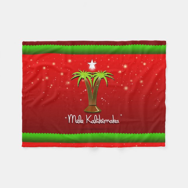 Mele Kalikimaka Palm Tree for Xmas Fleece Blanket (Front (Horizontal))