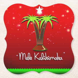 Mele Kalikimaka Palm Tree for Xmas Paper Coaster
