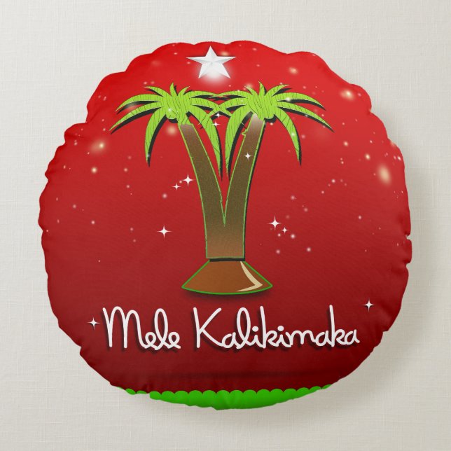 Mele Kalikimaka Palm Tree for Xmas Round Cushion (Front)