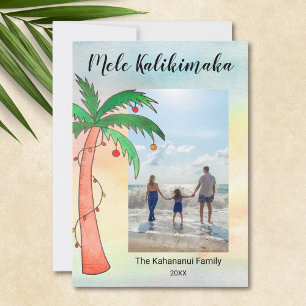 Mele Kalikimaka Palm Tree Photo Holiday Card