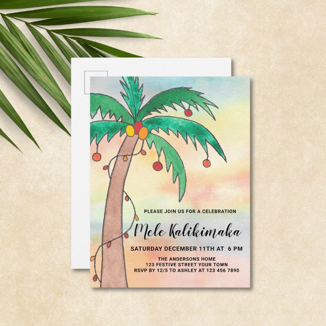 Mele Kalikimaka Party Invitation Postcard (Creator Uploaded)