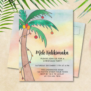 Mele Kalikimaka Party  Invitation Postcard