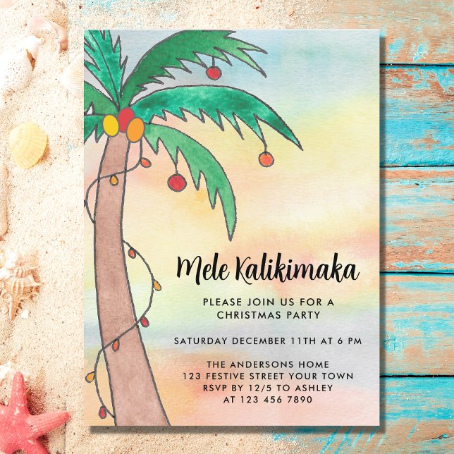 Mele Kalikimaka Party  Invitation Postcard (Creator Uploaded)