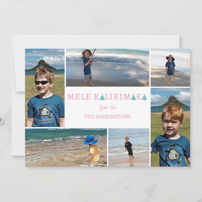 Mele Kalikimaka Photo Collage Card for Christmas (Front)