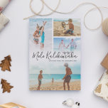 Mele Kalikimaka Photo Collage Holiday Card<br><div class="desc">Simple hawaiian christmas holiday card featuring a 4 photo collage of your wonderful family,  the saying "mele kalikimaka",  two ocean starfish drawings,  your family name,  and the year.</div>